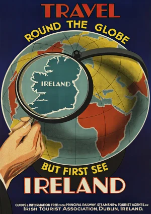 Visit Ireland Vintage travel Poster Print