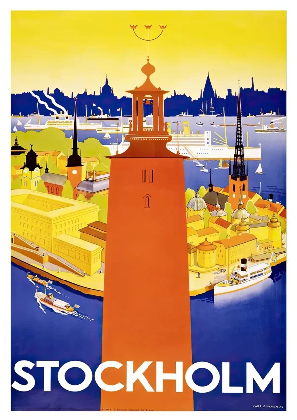 Visit Stockholme Vintage travel Poster Print