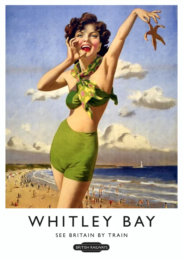 Whitley Bay Vintage travel Poster Print