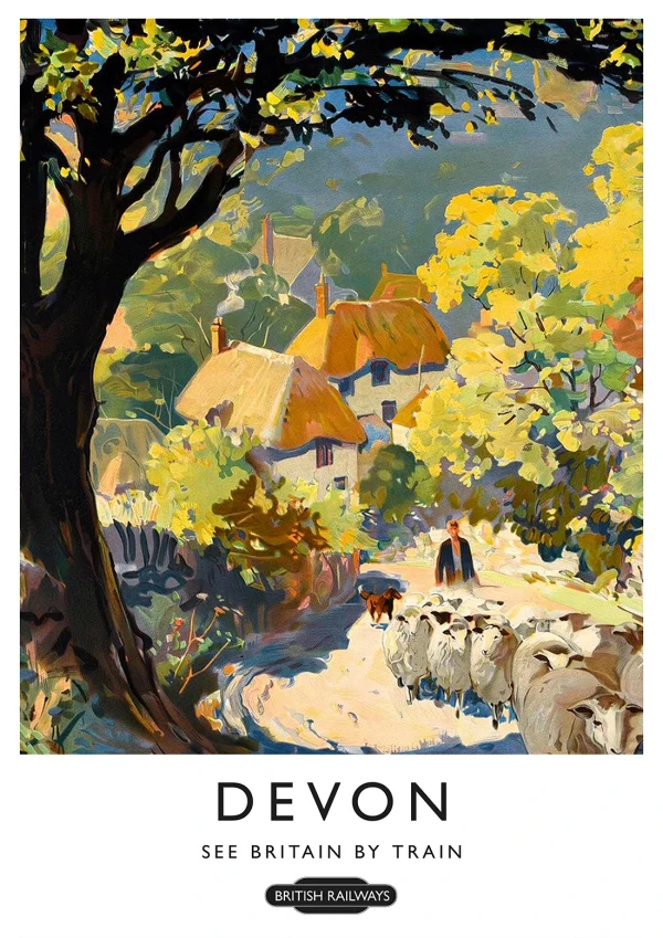 Devon Vintage travel Poster Print