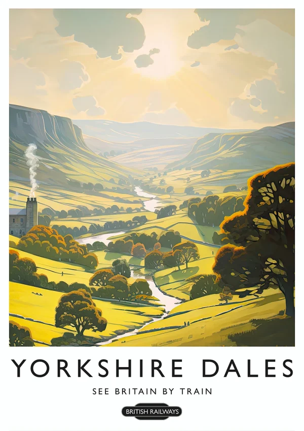 Yorkshire Dales Vintage travel Poster Print