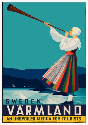 Varmland, Sweden Vintage travel Poster Print