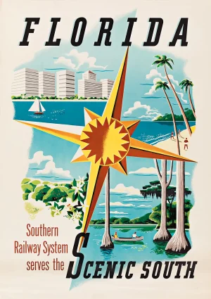 Florida Vintage travel Poster Print