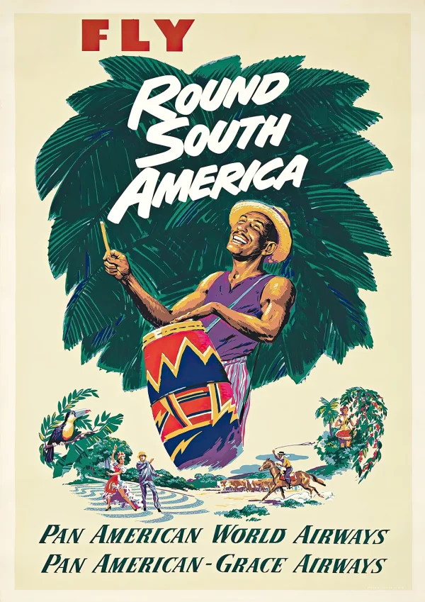 South America Vintage travel Poster Print