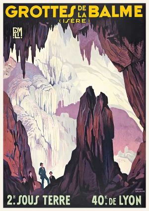 The caves of La Balme Vintage travel Poster Print