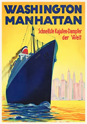 Washington - Manhattan Vintage travel Poster Print