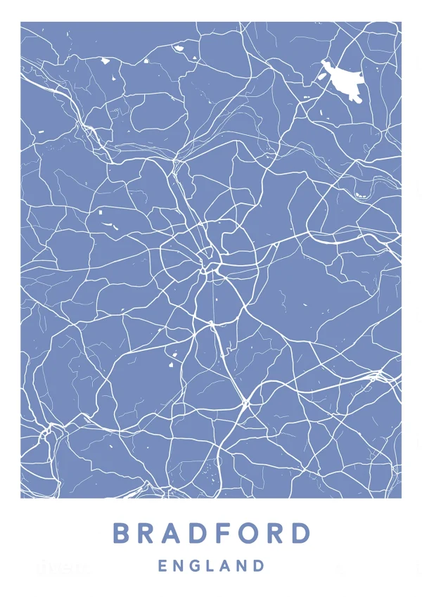 Bradford, England - Map Maps Poster Print