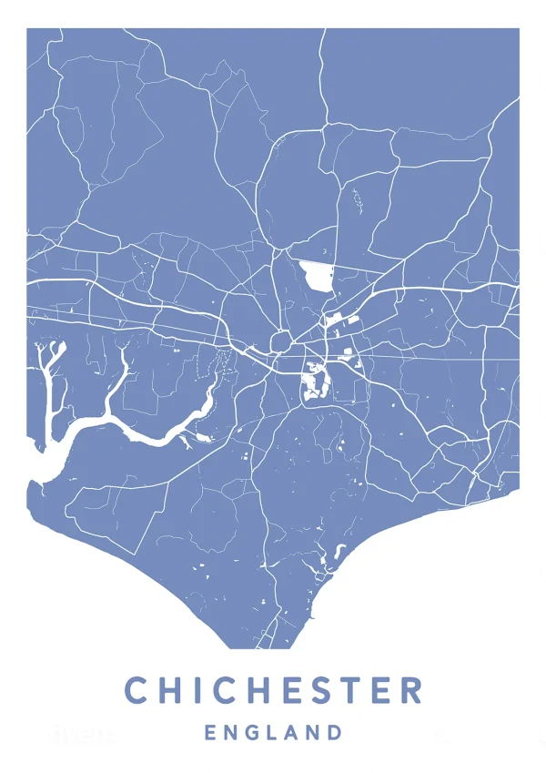 Chichester, England - Map Maps Poster Print