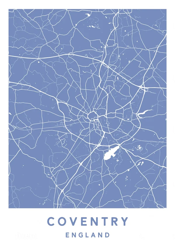 Coventry, England - Map Maps Poster Print