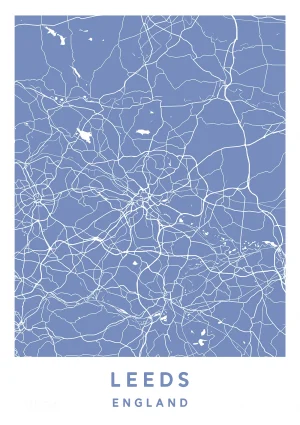 Leeds, England - Map Maps Poster Print