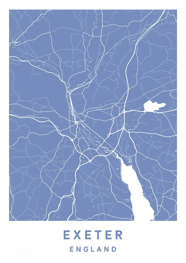 Exeter, England - Map Maps Poster Print