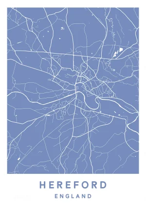 Hereford, England - Map Maps Poster Print