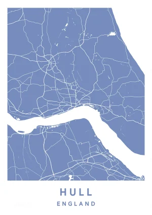 Hull, England - Map Maps Poster Print
