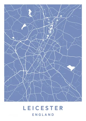 Leicester, England - Map Maps Poster Print