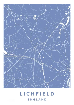 Lichfield, England - Map Maps Poster Print