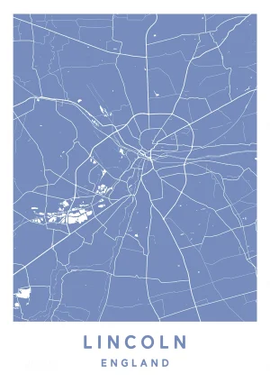 Lincoln, England - Map Maps Poster Print