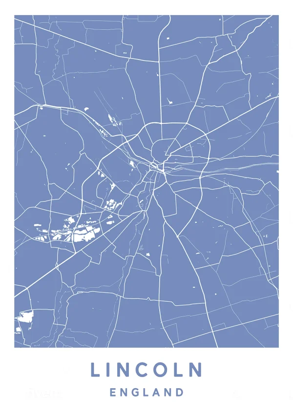 Lincoln, England - Map Maps Poster Print