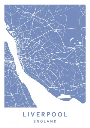 Liverpool, England - Map Maps Poster Print