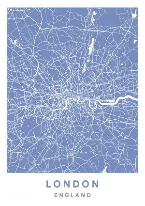 London, England - Map Maps Poster Print