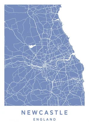 Newcastle, England - Map Maps Poster Print