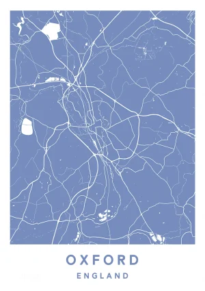 Oxford, England - Map Maps Poster Print