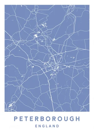 Peterborough, England - Map Maps Poster Print
