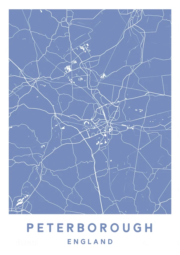 Peterborough, England - Map Maps Poster Print