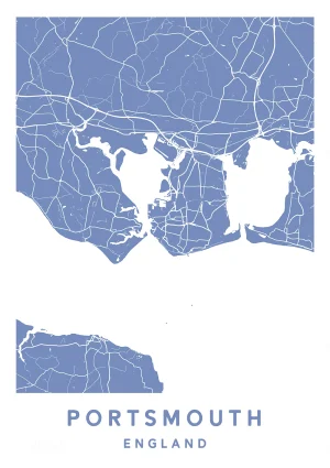 Portsmouth, England - Map Maps Poster Print