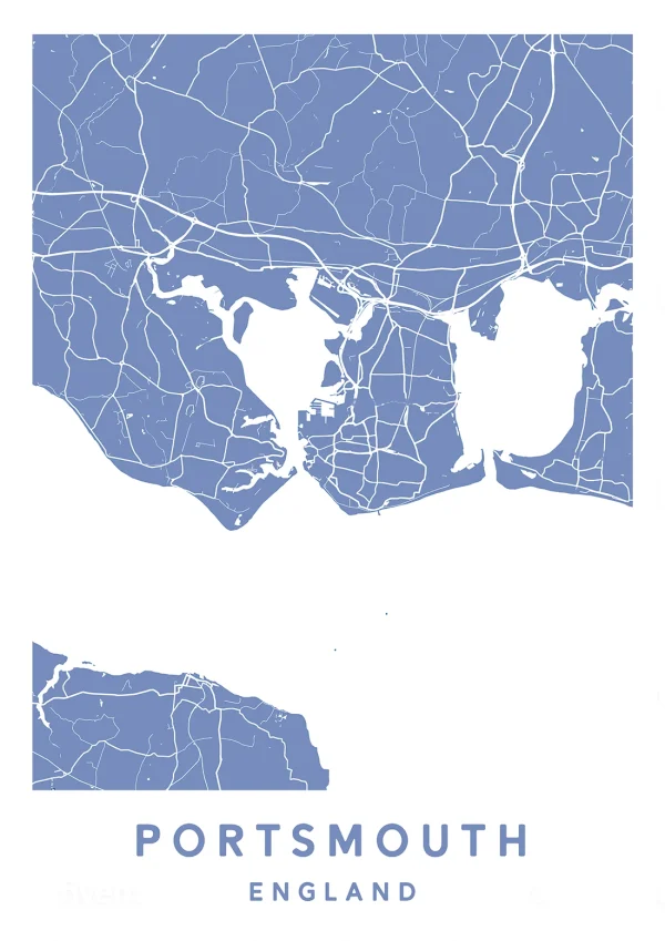 Portsmouth, England - Map Maps Poster Print