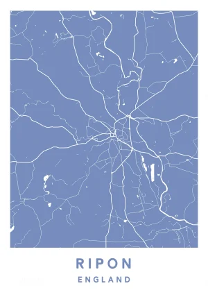 Ripon, England - Map Maps Poster Print