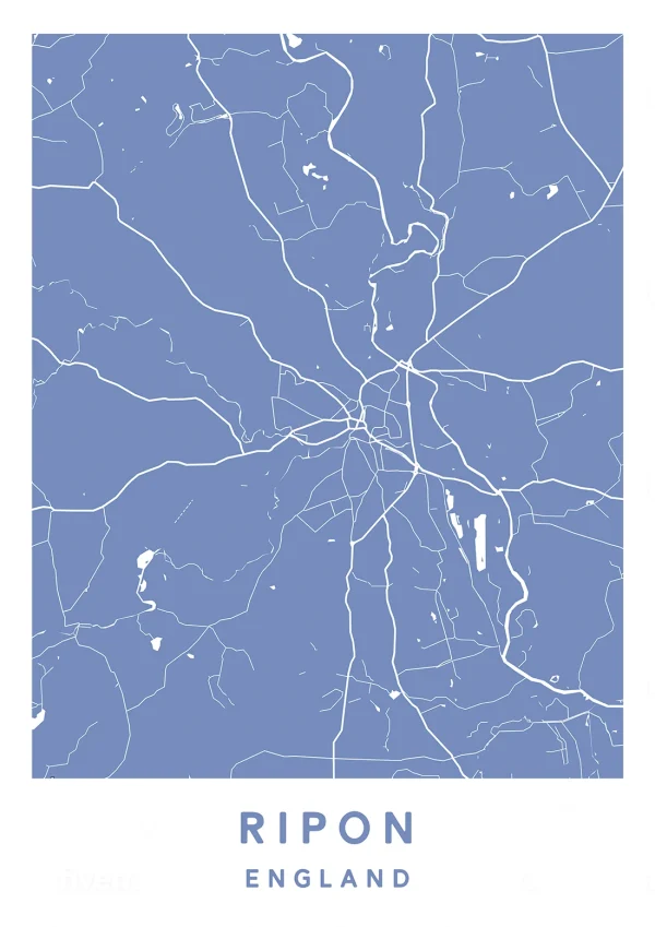 Ripon, England - Map Maps Poster Print