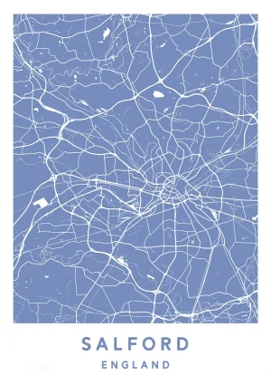 Salford, England - Map Maps Poster Print