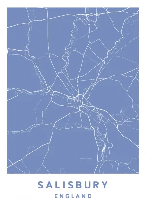 Salisbury, England - Map Maps Poster Print