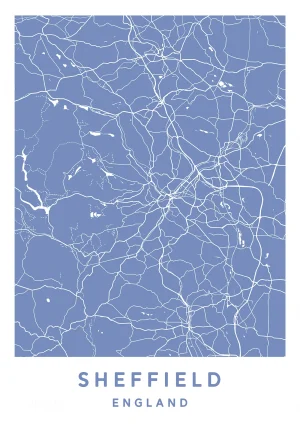 Sheffield, England - Map Maps Poster Print