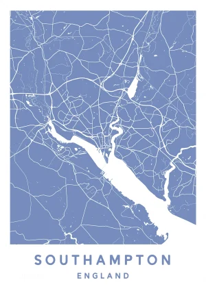 Southampton, England - Map Maps Poster Print