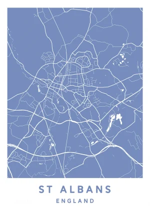 St Albans, England - Map Maps Poster Print