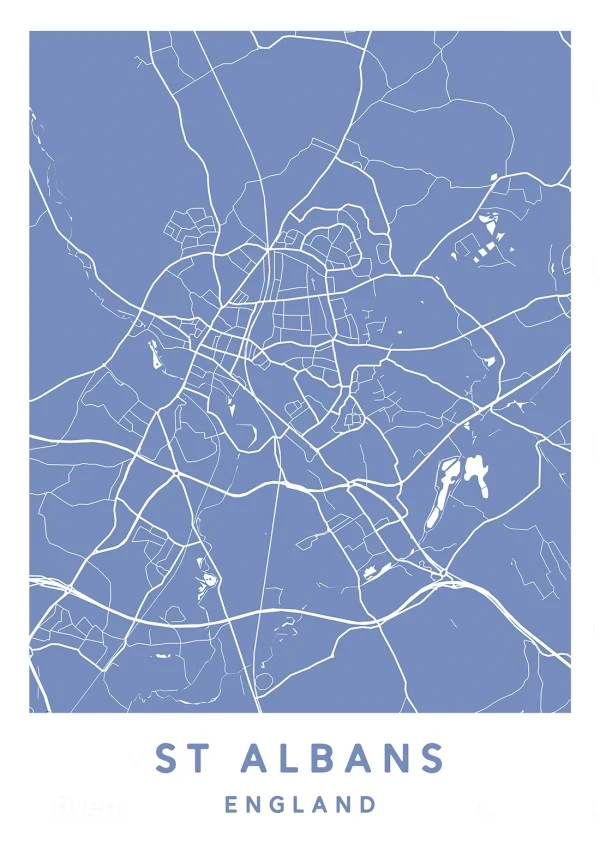 St Albans, England - Map Maps Poster Print
