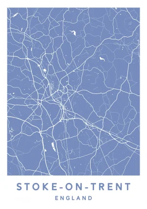 Stoke-on-Trent, England - Map Maps Poster Print
