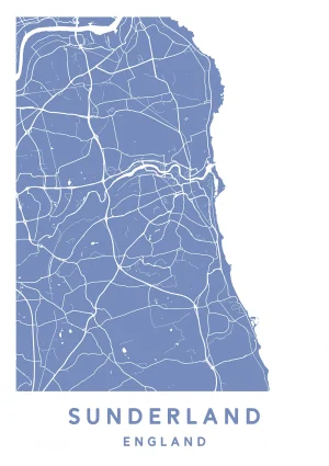 Sunderland, England - Map Maps Poster Print