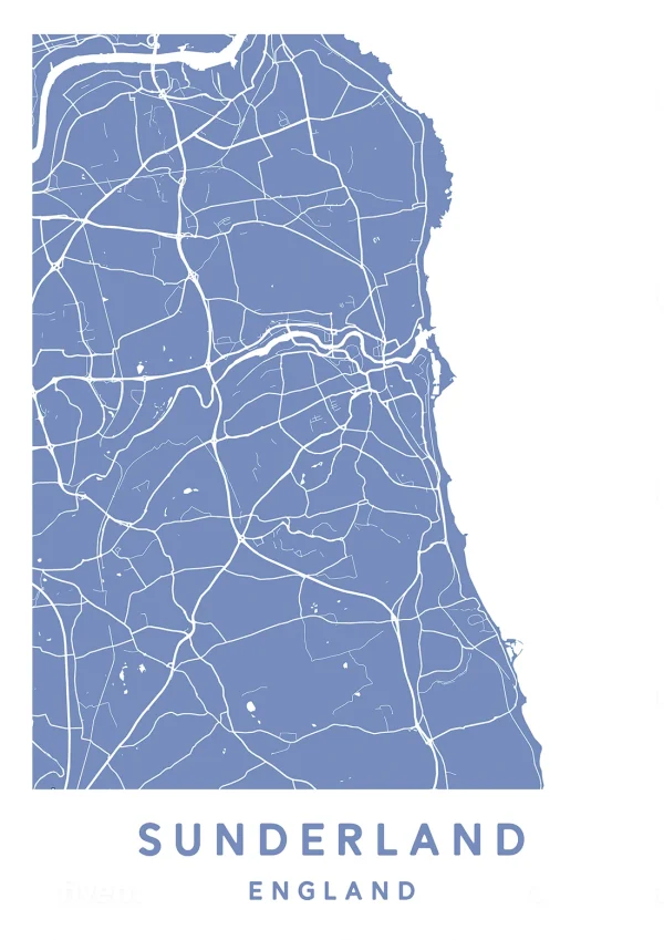 Sunderland, England - Map Maps Poster Print