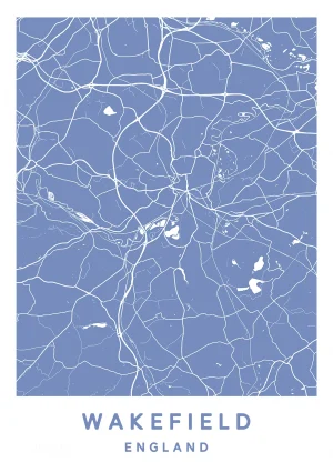 Wakefield, England - Map Maps Poster Print