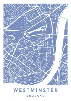 Westminster, England - Map Maps Poster Print