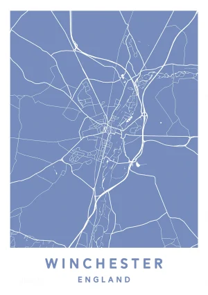 Winchester, England - Map Maps Poster Print
