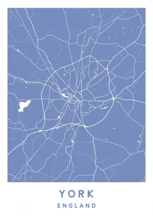 York, England - Map Maps Poster Print