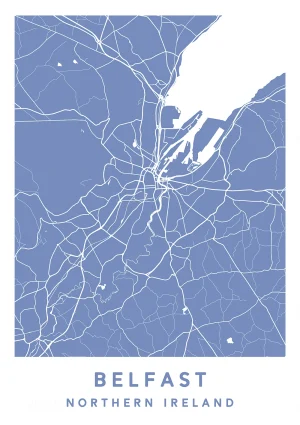 Belfast, Northern Ireland - Map Maps Poster Print