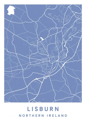 Lisburn, Northern Ireland - Map Maps Poster Print