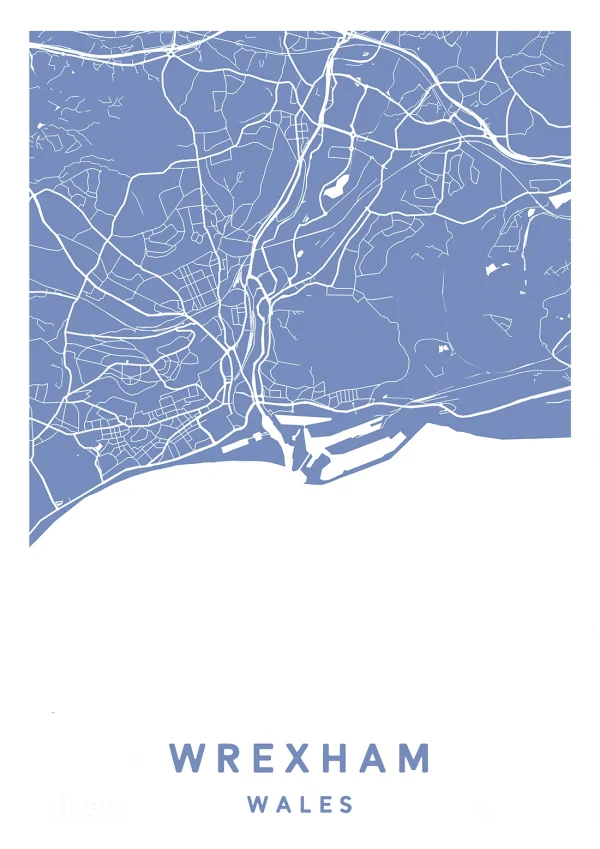 Wrexham, Wales - Map Maps Poster Print