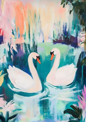 Pair of Swans Nature Poster Print