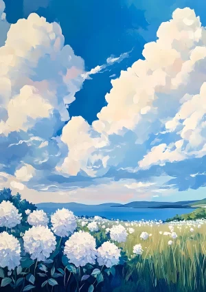 Meadow on the coast Nature Poster Print