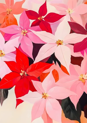 Pink Poinsettias Nature Poster Print